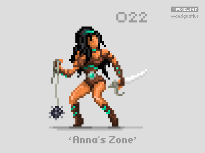 #pixel365 Num. 022: ' Anna's Zone' amazon character illustration pixel pixelart warrior