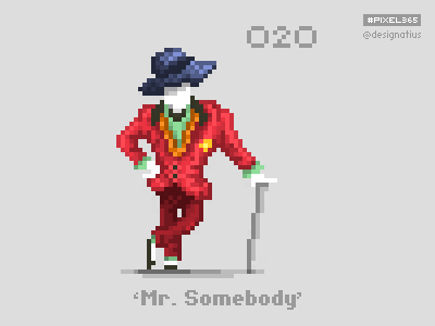 #pixel365 Num. 020: 'Mr. Somebody' character gentleman illustration mask pixel pixelart