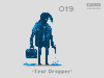 #pixel365 Num. 019: 'Tear Dropper' blue character illustration pixel pixelart sad
