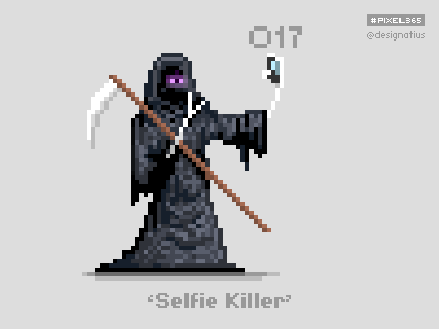 #pixel365 Num. 017: 'Selfie Killer' character death illustration pixel pixelart selfie