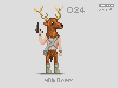 #pixel365 Num. 024: 'Oh Deer' animal character deer illustration pixel pixelart