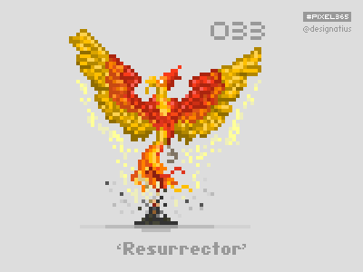 #pixel365 Num. 033: 'Resurrector' character fénix illustration phoenix pixel pixelart
