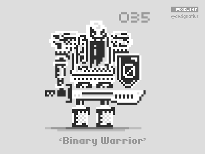 #pixel365 Num. 035: 'Binary Warrior' binary binary code character illustration pixel pixelart qr warrior