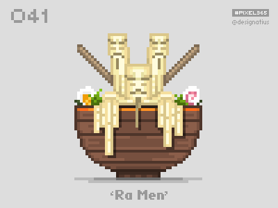 #pixel365 Num. 041: 'Ra Men' character illustration miso noodles pixel pixelart ramen