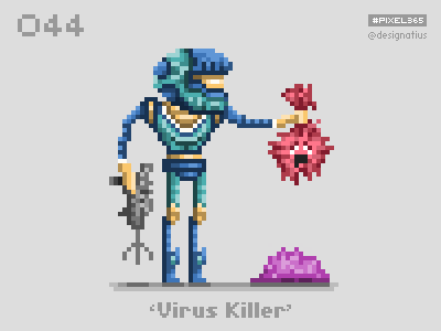 #pixel365 Num. 044: 'Virus Killer' character illustration pixel pixelart virus