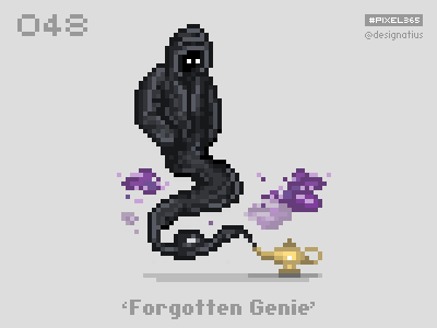 #pixel365 Num. 048: 'Forgotten Genie' character genie illustration lamp pixel pixelart