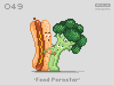 #pixel365 Num. 049: 'Food Pornstar' character food foodporn hotdog illustration pixel pixelart porn
