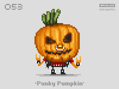#pixel365 Num. 053: 'Punky Pumpkin' character halloween illustration pixel pixelart pumpkin punk radical