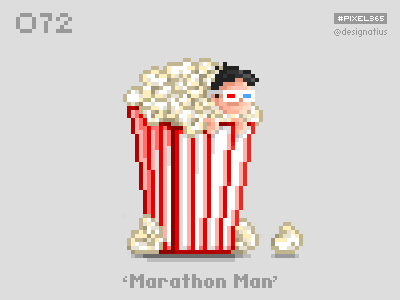 #pixel365 Num. 072: 'Marathon Man' character cinema marathon pixel pixelart popcorn tv tvshows
