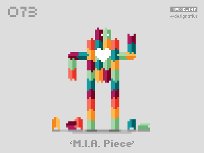 #pixel365 Num. 073: 'M.I.A. Piece' character heart illustration pieces pixel pixelart puzzle