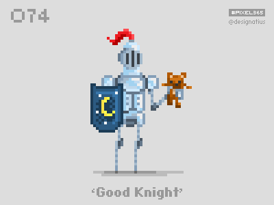 #pixel365 Num. 074: 'Good Knight' character illustration knight moon pixel pixelart teddybear