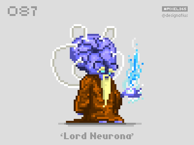 #pixel365 Num. 087: 'Lord Neurona' brain character illustration pixel pixelart purple wizard