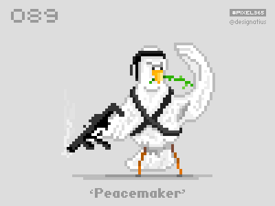 #pixel365 Num. 089: 'Peacemaker' character commando illustration peace pigeon pixel pixelart war