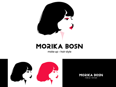 MORIKA BOSN - Make up / hair style LOGO art branding character design digital graphic illustration logo vector woman