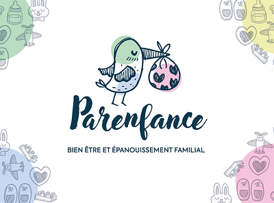 LOGO KIDS - PARENFANCE art baby bird branding cigogne design digital graphic illustration kids logo ui vector