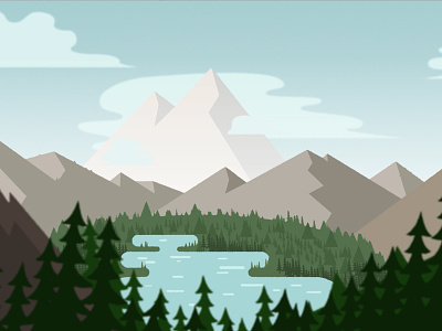 Landscape Style Frame art design graphic graphic design illustration lake landscape mountains scenic style frame