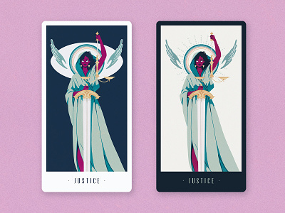 Tarot: Justice design eye fairness illustration justice lady justice scales sword tarot card wings