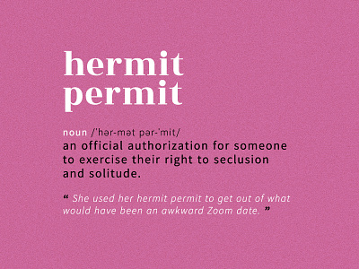 Hermit Permit definition dictionary google fonts graphicdesign hermit hermit permit noun permit pink typography