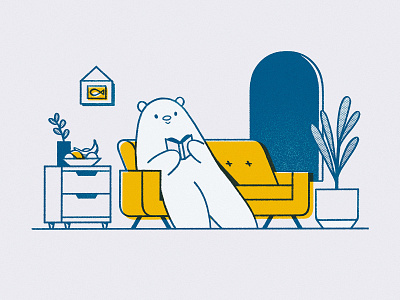 It's Un-bear-able Outside air quality bear cute livingroom polarbear reading reading book sofa window yellow couch