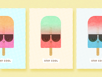 Stay Cool cool cute greeting card halftone illustration popsicle summer sunnies watermelon