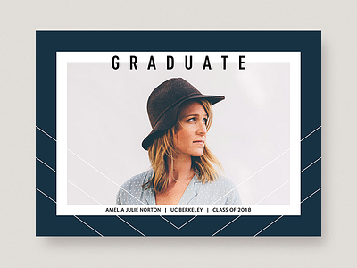 Graduate chevron geometric graduation greeting card photo card typography