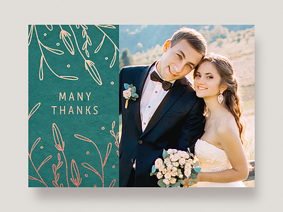 Wedding Thank You autumn foil greeting card many thanks photo card rose gold thank you wedding