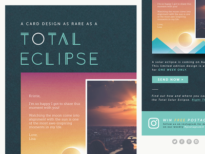 Eclipse design email geometric layout marketing postagram total solar eclipse