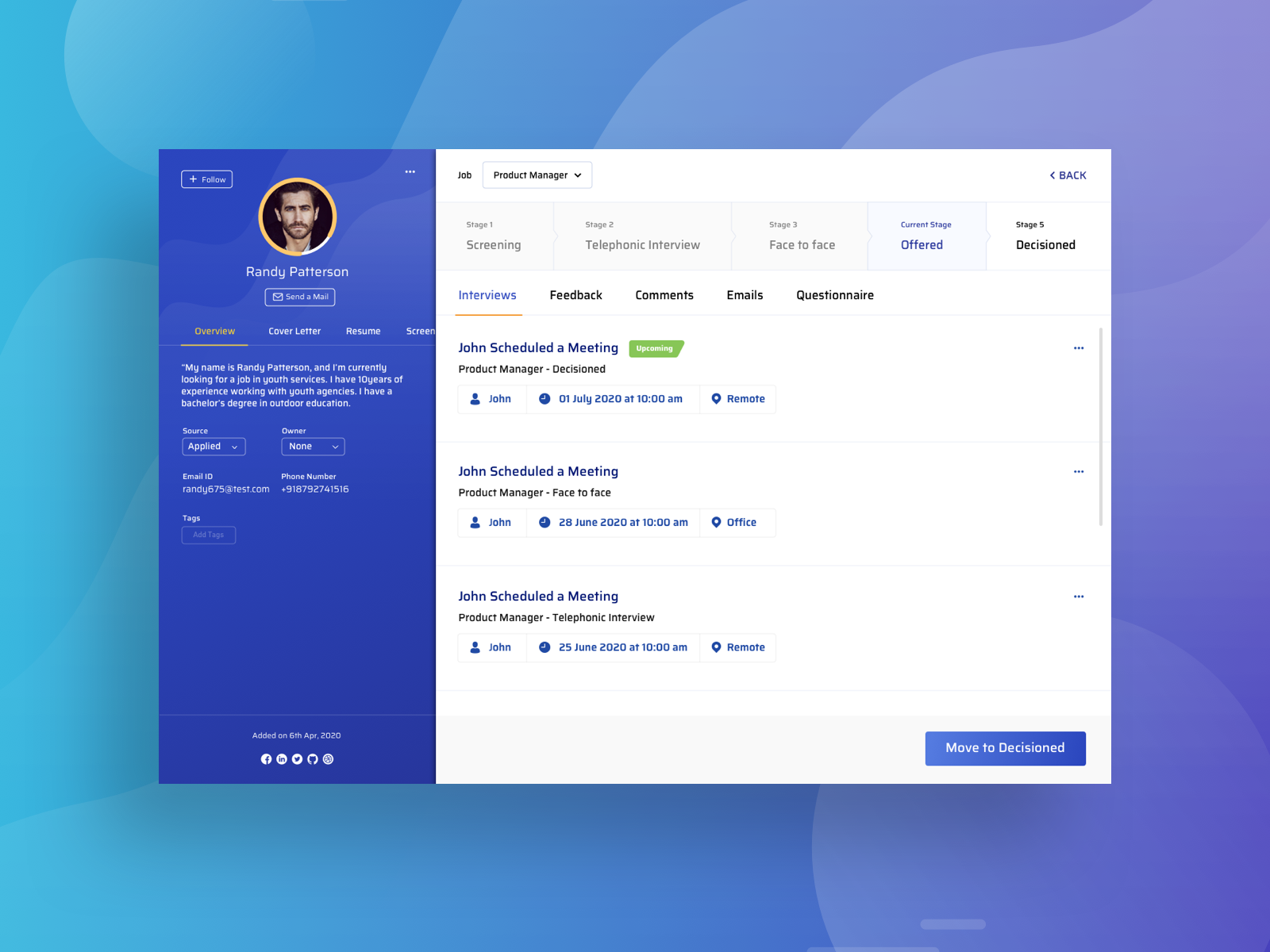 Applicant Tracking System Ui For Huehex By Sreenath On Dribbble