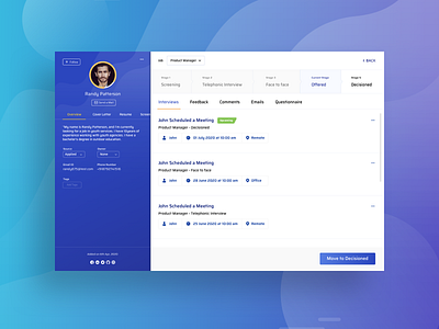 Applicant Tracking System UI for Huehex