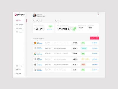 Yellopay | Invoice Payment Dashboard dashboard ui ux website