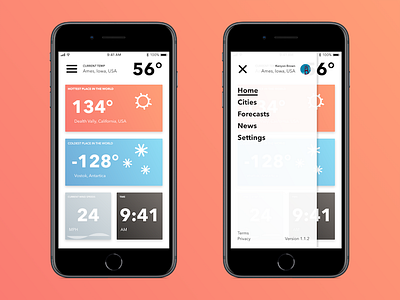 Soni app mockups weather