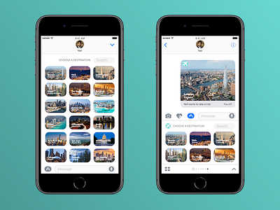 Reunion app flights imessage travel wireframe