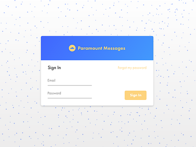 Paramount Messages app login wireframes