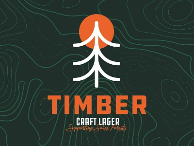 Timber Craft Lager beer branding design forest green illustration lager logo logomark orange outdoors packaging timber topography tree trees typography wood woods