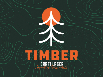Timber Craft Lager beer branding design forest green illustration lager logo logomark orange outdoors packaging timber topography tree trees typography wood woods