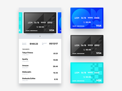 Wallet app black card clean credit card mobile ui ui design wallet white