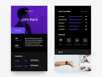 Portfolio App For Designers app black clean ios minimal minimalism minimalist mobile portfolio purple