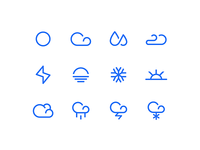 Simple Weather Icon Set blue cloud color icon icon set line line icon sun weather