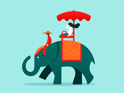 Thailand trip elephant green illustration red thailand trip