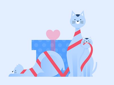 Valentine Cat blue cat illustration present valentine