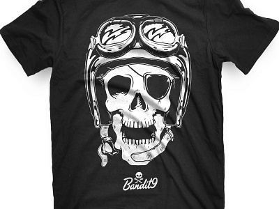 Bandit9 biker skull bandit9 beijing bike china custom motorcycle skull tee tshirt