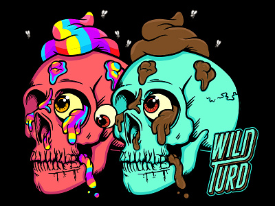 Wild Turd eyeball flies poop rainbow skull skulls turd