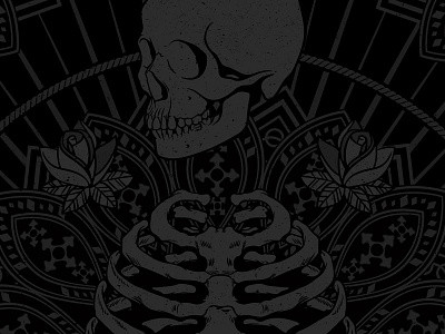 Print WIP mandala roses skull