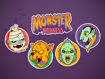 Monster Madness Stickerpack creature monster mummy sticker vampire werewolf