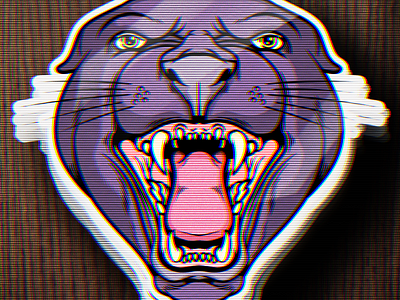 Panther sticker mockup panther retro rgb sticker