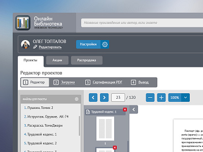 Project manager. Editor interface ui ux