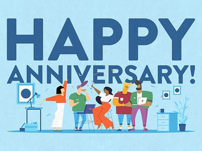 Happy Anniversary! anniversary birthday branding character design flat graphic design illustration minimal success typography vector