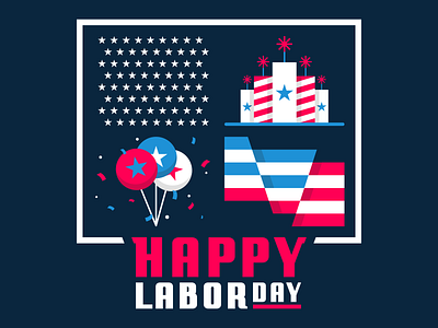 Happy Labor Day! america branding celebrate design flag flat graphic design icon illustration logo minimal typogaphy usa vector web design