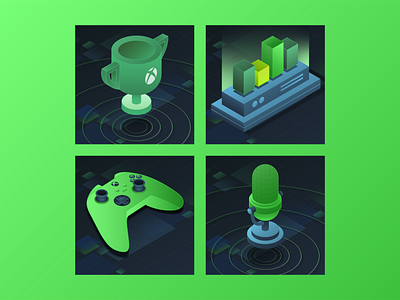 Xbox Icons 3d branding gradient icon illustration isometric logo microsoft ui vector