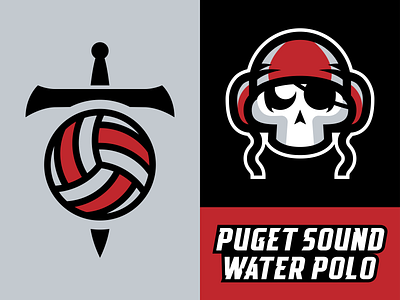 Puget Sound Water Polo Pirates Logo athletics branding graphic design icon illustration logo logotype minimal pirate pirates sports vector water polo